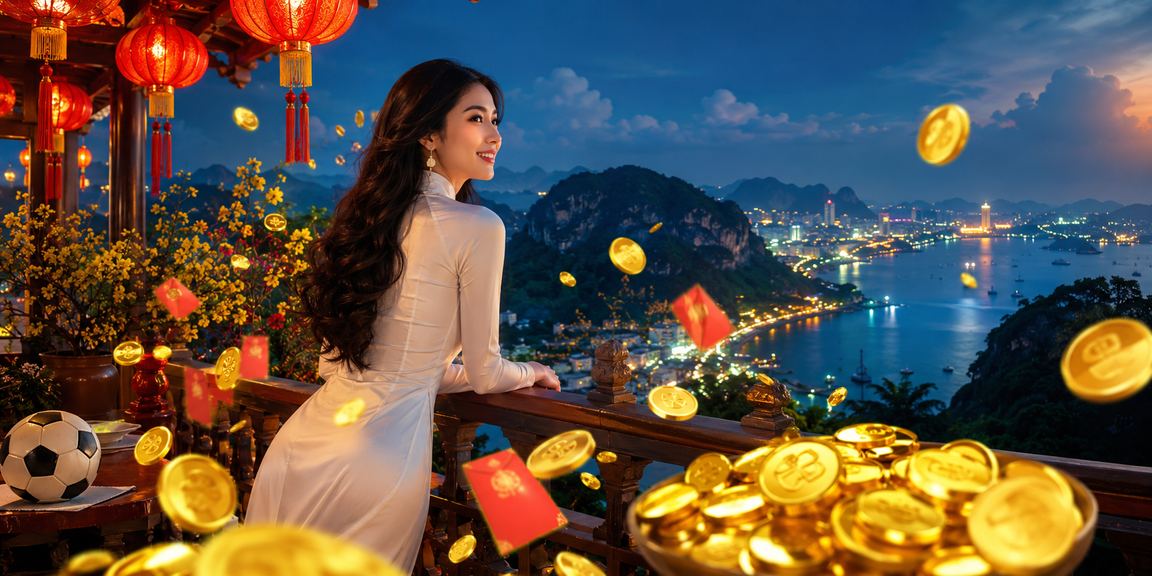 Không gian Ninh Bình với đèn lồng và người xem bóng đá buổi tối